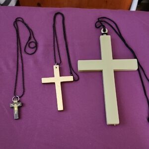 Set of Three Cross Halloween Necklaces For Nun